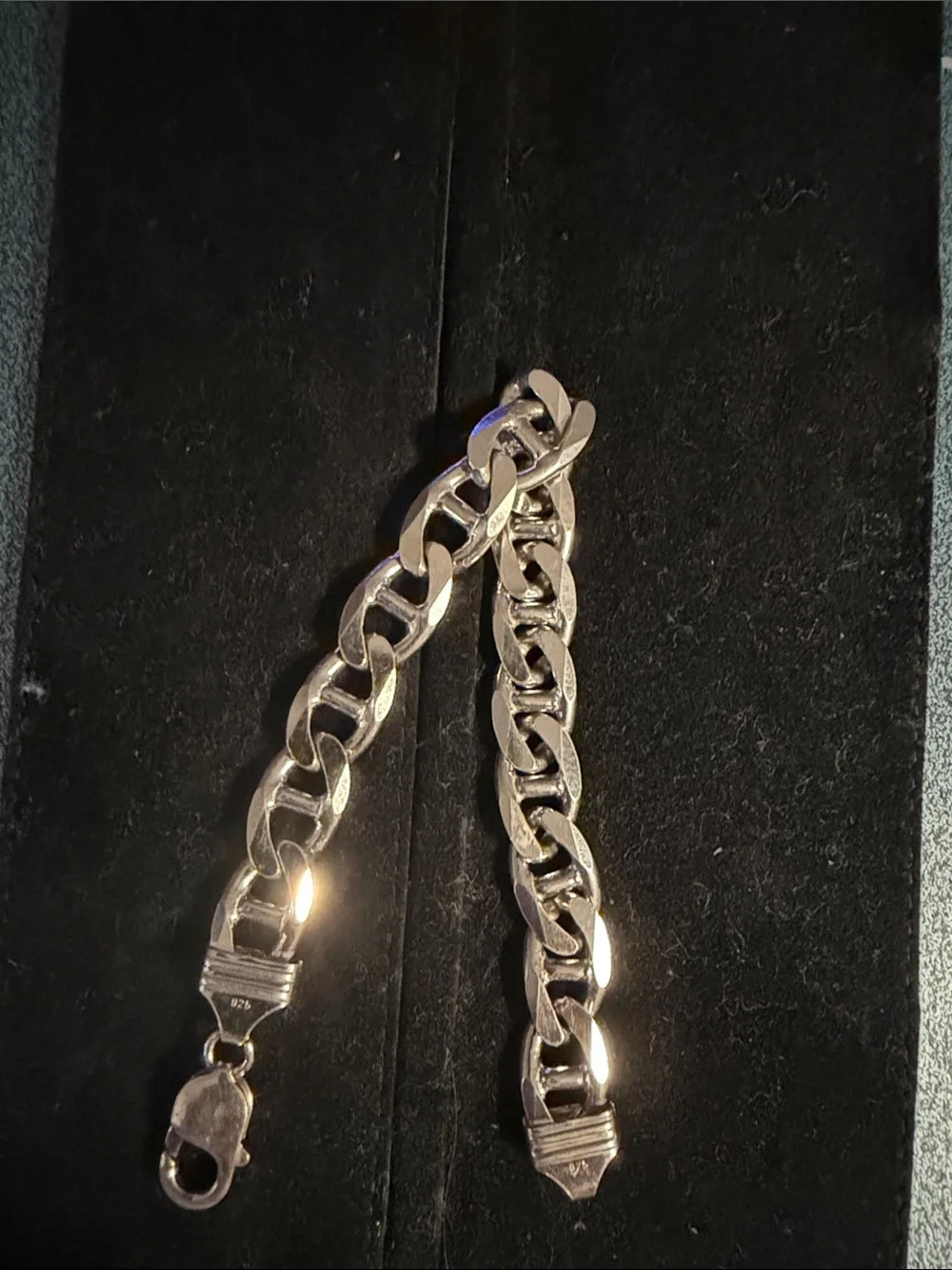 Men's Mariner link 925 Silver Chain Bracelet - 9in length and 9.5mm width